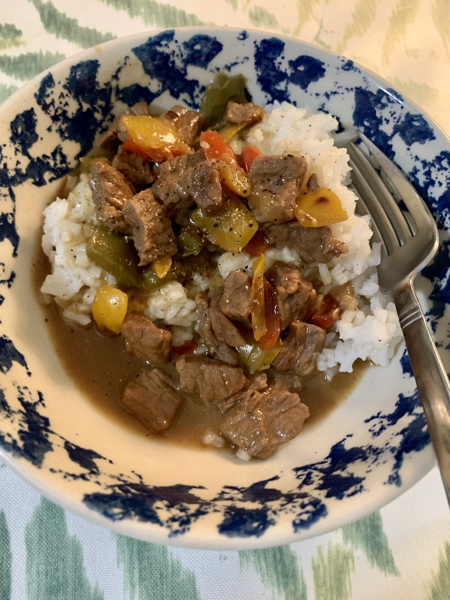 Pepper Steak, Rice and Gravy for 2
